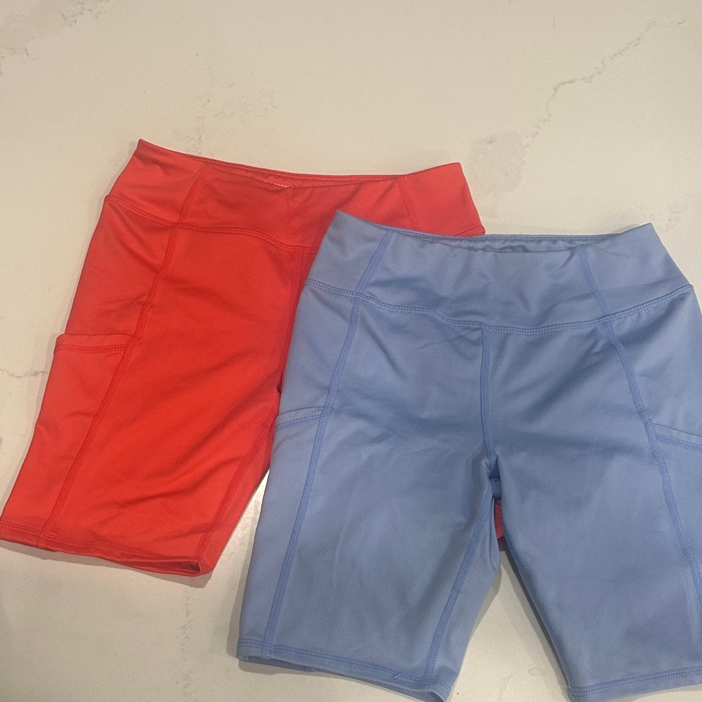 Zella Red and Blue Bike Shorts